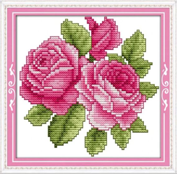 Набір для вишивання хрестиком з нанесеною на канву схемою "The flower of happiness (4)".AIDA 14CT printed,17*17 см