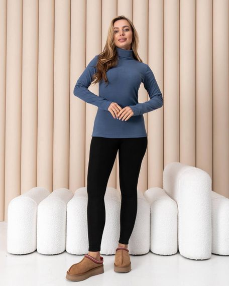 Жіноча тепла водолазка-гольф напівшерсть на термофлісі колір синій розмір 46/48 DM09.09 | Зображення 1