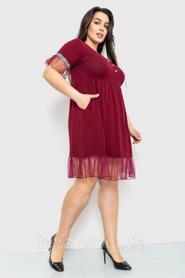Плаття вільного крою колір бордовий розмір 5XL FA_007128 | Зображення 2