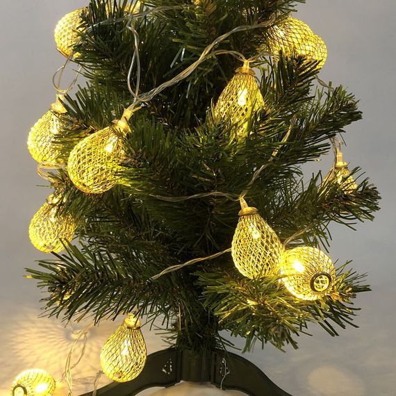 Гірлянда, теплий білий в металевих кульках, провід прозорий, 2м | Зображення 4