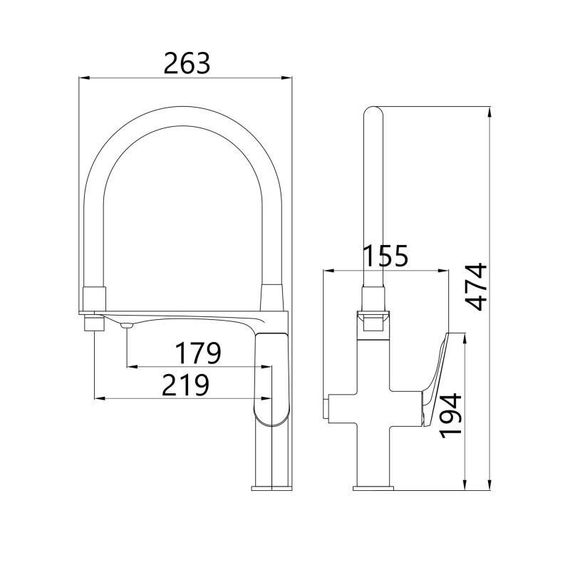 Змішувач для кухні Qtap Vlasta New з гнучким виливом з підключенням для питної води QTVLA364GMB45649 Gunmetal Black PVD | Зображення 1