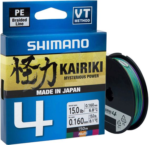 Шнур Shimano Kairiki 4 PE (Multi Colour) 150m 0.10mm 6.8kg