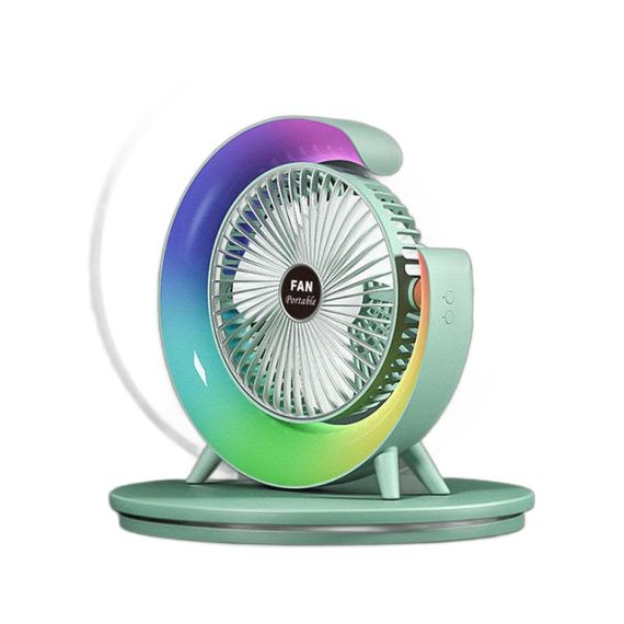 Вентилятор настільний акумуляторний з RGB підсвіткою, обертанням 180° та USB зарядкою | Зображення 4