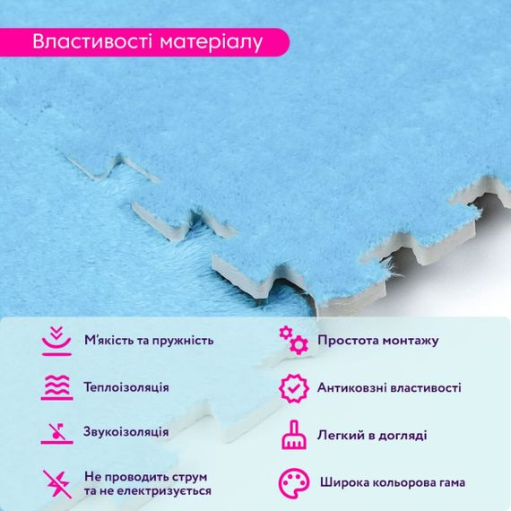 Підлога-пазл плюшевий 30х30х1см Блакитний (D) SW-00002090 | Зображення 3