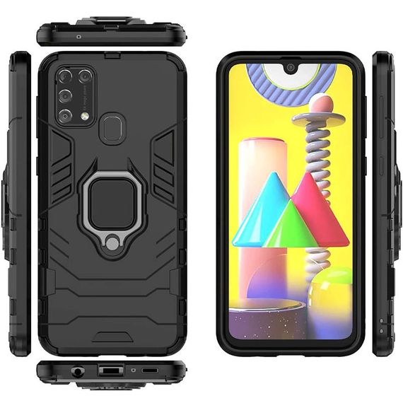 Ударостійкий чохол Transformer Ring for Magnet для Samsung Galaxy M30s / M21 Black | Зображення 2