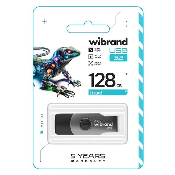 USB флеш накопичувач Wibrand 128GB Lizard Black USB 3.2 Gen 1 (USB 3.0) (WI3.2/LI128P9B) | Зображення 2