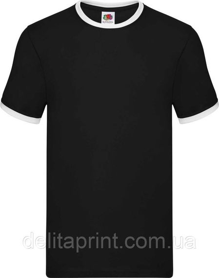 Футболка Fruit of the Loom Ringer Чорний з Білим S