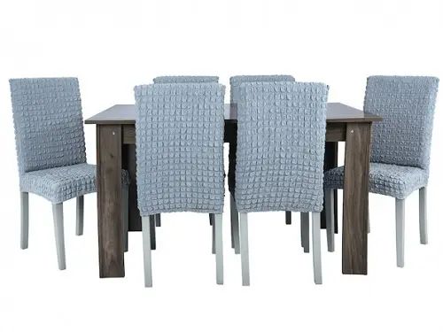 Комплект чохлів на стільці без оборки 6 штук (сірий) | Зображення 3