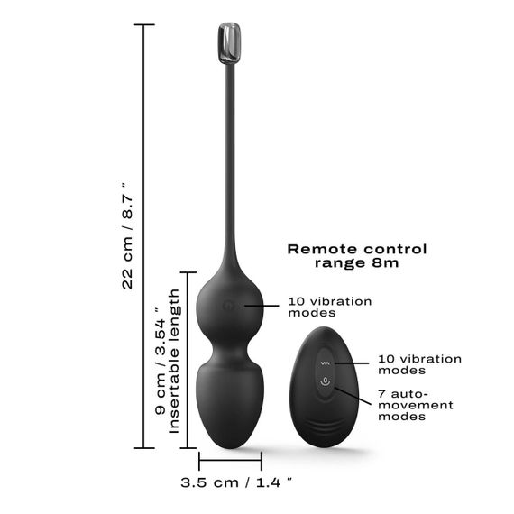 Вагінальні кульки Dorcel LOVE BALLS BLACK, вібрації та рухи внутрішньої кульки, пульт ДК | Зображення 4