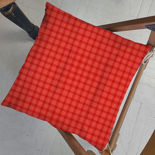 Подушка на стул с завязками Красная клетка 40x40x4 см (PZ_23NG023)