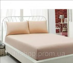 Кремовая Простынь махровая на резинке с наволочками Anisa  (220х240+30 см)