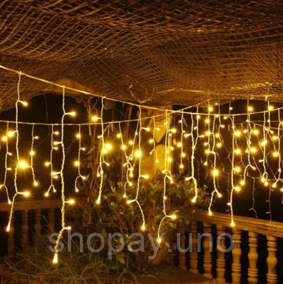 Синій Новорічна святкова гірлянда бахрома 120 Led прозорий провід 3х0.5 м | Зображення 4