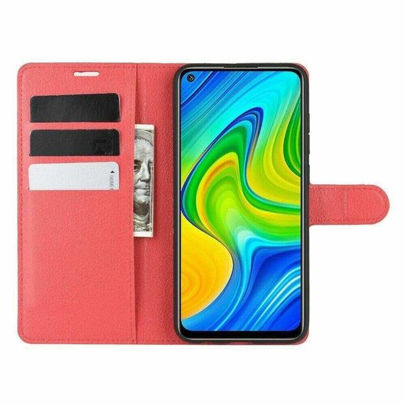 Чохол книжка з кишенями для карт на Xiaomi Redmi 10X / Note 9 колір Червоний | Зображення 1