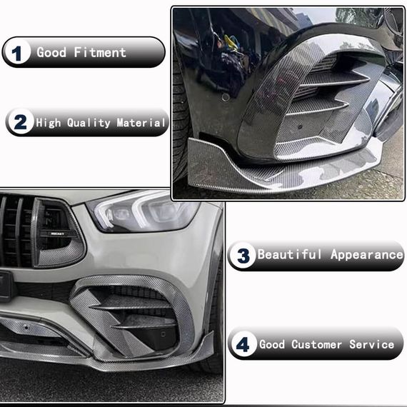 Вставки в передний бампер (для GLE 350/GLE450/GLE63 2019-2023, Карбон) для Mercedes GLE coupe C167 2019- гг | Зображення 3