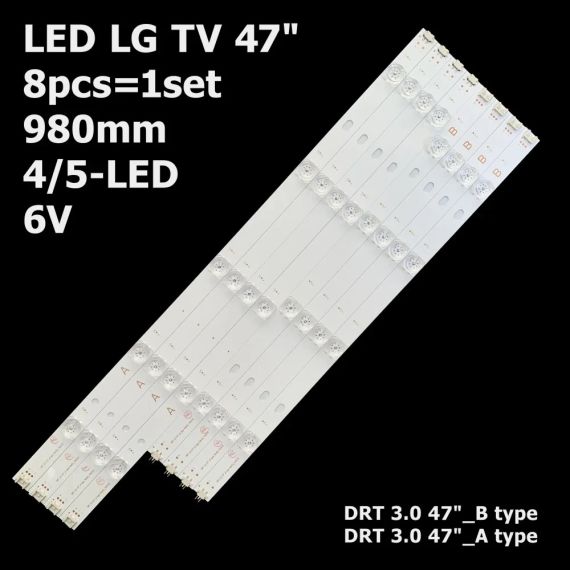 LED підсвітка LG TV 47" LG Innotek DRT 3.0 47" A type Rev CRD31393001 EAJ62649201 ALA30440101 EAJ63388201 8шт. Квадратна лінза 17 мм
