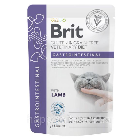 Корм влажный Brit GF VD Gastrointestinal для котов с ягненком 85 г