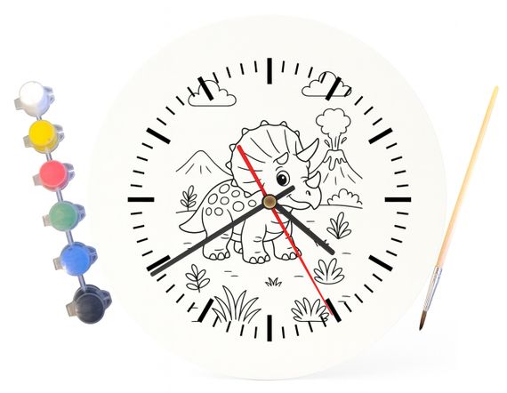 Детский набор для творчества часы раскраска Динозавр Трицератопс 30 см (Г0054) | Зображення 3