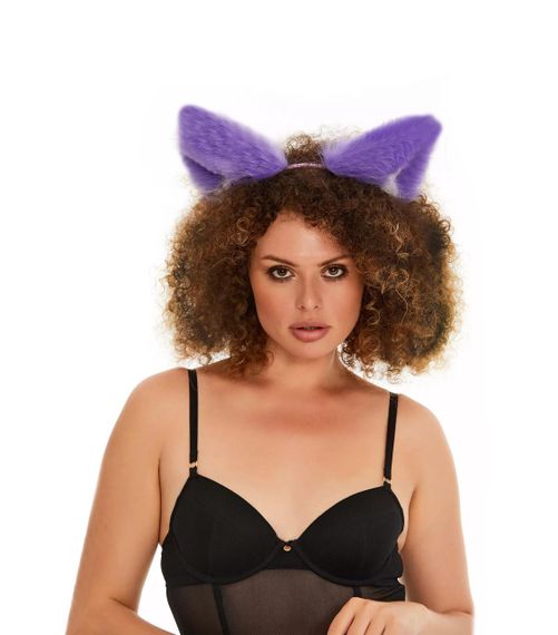 Меховые ушки кошки двухцветные: Фиолетовый, белый OKOVA sexstyle