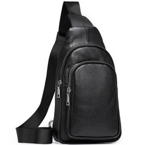 Слинг кожаный мужской на плечо черный TIDING BAG TH-73583