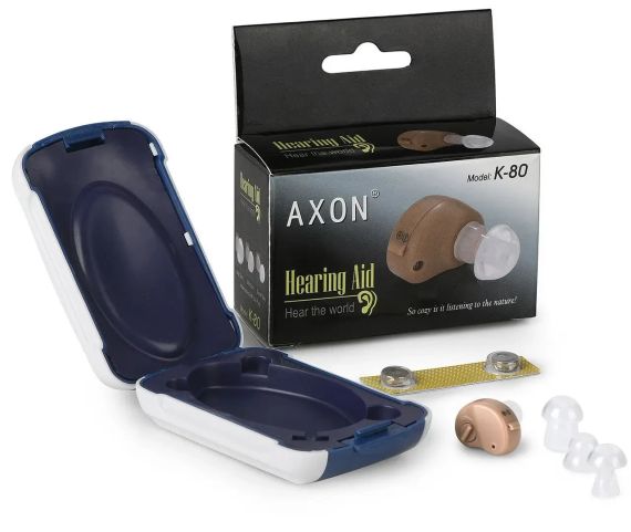 Внутриушной слуховой аппарат усилитель слуха Axon K-80 для пожилого человека пенсионеров