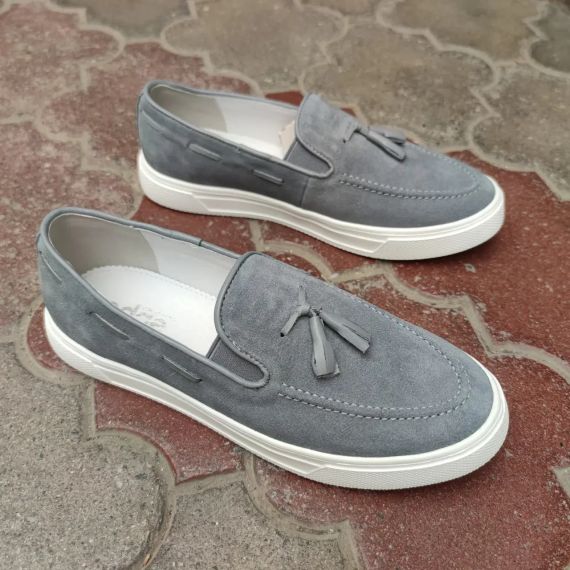 Мокасины на белой подошве серого цвета 43 размер | Зображення 3