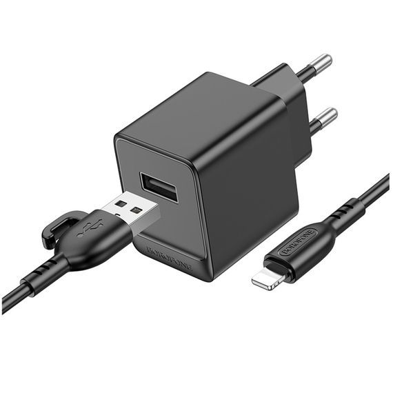 Сетевое Зарядное Устройство Borofone BAS11A 1USB 2.1A+USB to Lightning | Зображення 4