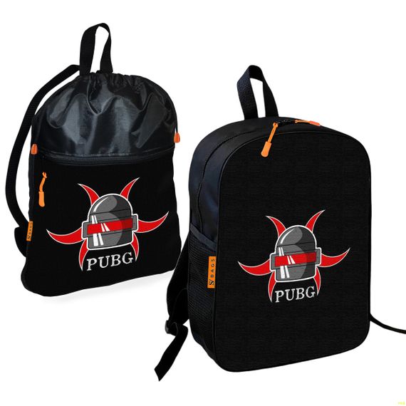 Школьный рюкзак детский Пабг/PUBG + Сумка для обуви спортивной формы рюкзак-мешок  для мальчика (01793)