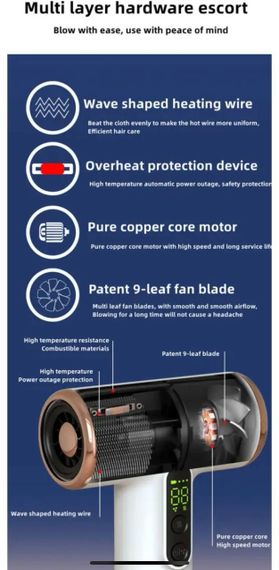 Акумуляторний бездротовий фен ТЕПЛИЙ 200W XPRO RT-305 (45063-16995_1659) | Зображення 5
