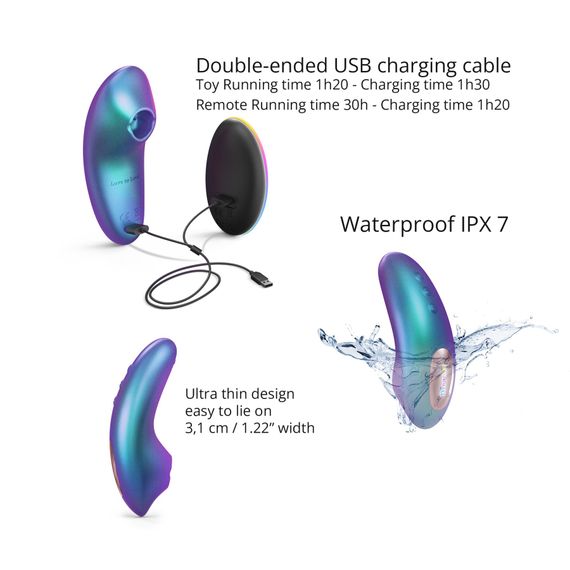 Вакуумний кліторальний стимулятор Love To Love DREAMER – IRIDESCENT TURQUOISE, пестощі язичком,пульт | Зображення 3