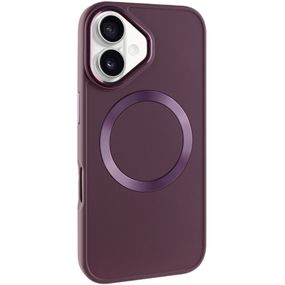 TPU чохол Bonbon Metal Style with MagSafe для Apple iPhone 16 (6.1") Бордовий / Plum
