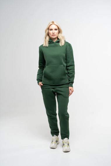 Костюм жіночий утеплений зелений худі та штани, 3XL