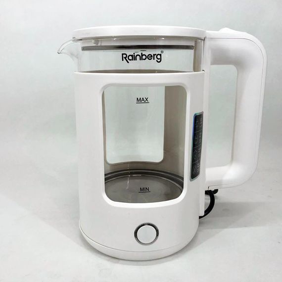 Електрочайник Rainberg RB-2220 скляний дисковий прозорий. Чайник із підсвічуванням 2200W. WA-312 Колір: білий | Зображення 7