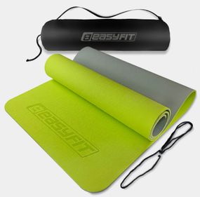Килимок для йоги та фітнесу EasyFit TPE+TC 6 мм двошаровий, лимонний-сірий + Чохол (EF-1924s-LGGY)