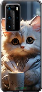 Чохол на Huawei P40 Pro Білий кіт "5646u-1839-2448"
