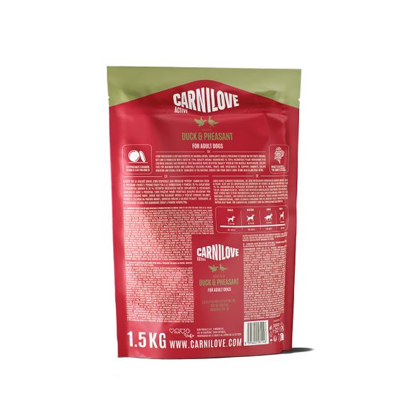 Сухий корм для собак з качкою та фазаном Carnilove Active Duck & Pheasant, 1.5 кг | Зображення 1