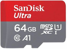 Карта памяти SanDisk 64GB microSDXC C10 UHS-I R100MB/s Ultra + SD (SDSQUNR-064G-GN3MA)