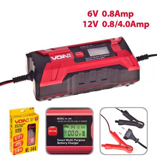 Зарядний пристрій VOIN VL-144 6&12V/0.8-4.0A/3-120AHR/LCD/Iмпульсний | Зображення 5