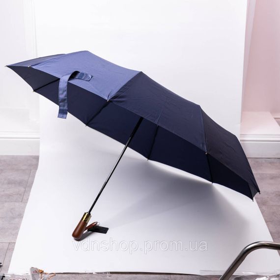 Парасолька автоматична з дерев'яною ручкою класична з поліестеру діаметр 116 см  Синя HP-23-8BL | Зображення 1