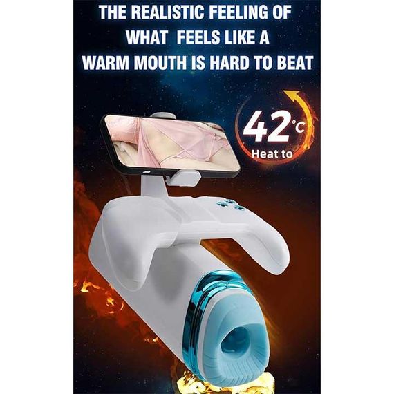 Автоматический мастурбатор Warrior M-100 PRO с поступательными движениями, вибрацией, подогревом и держателем для телефона | Зображення 8