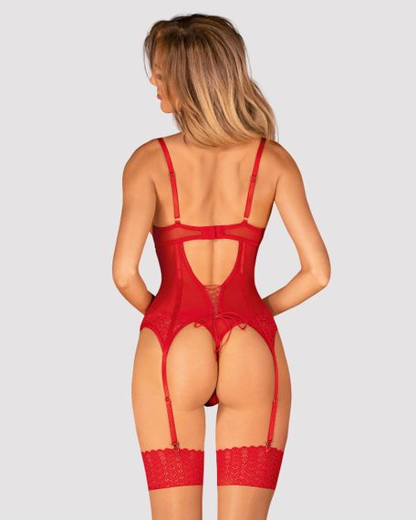 Корсет и стринги Obsessive Ingridia corset Красный XS/S | Зображення 1