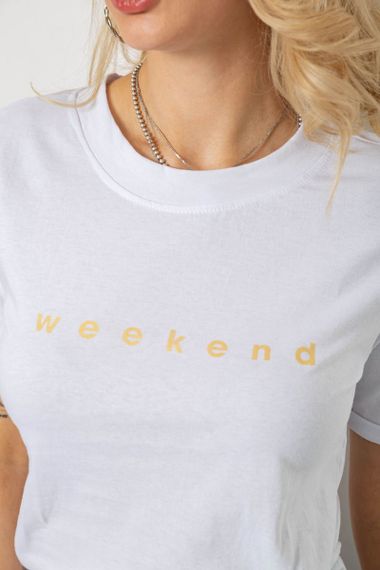 Футболка жіноча з принтом, колір білий, 238R57378-1 | Зображення 4