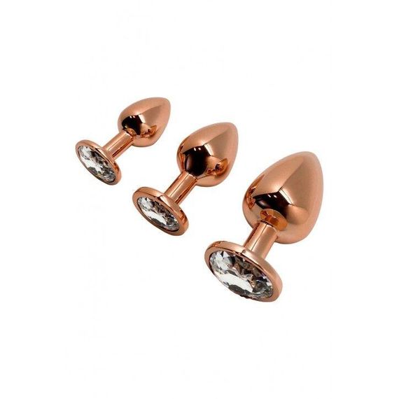 Металева анальна пробка Wooomy Tralalo Rose Gold Metal Plug Size L, діаметр 4 см, довжина 9 см sexstyle | Зображення 3