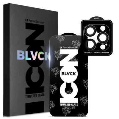 Стекло защитное Armorstandart Supreme Plus Black Icon Apple iPhone 13 Pro Max (ARM68070)
