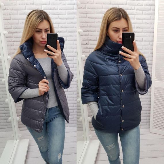 Куртка 415 синій з сірим