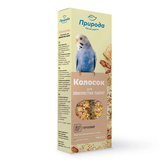 Ласощі для папуг Природа Колосок горіх 140 г