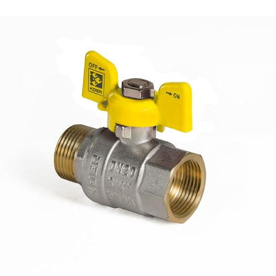 Кран шаровой KOER KR.218.G - 3/4" FM ГШМ YELLOW, ручка "бабочка" желтая (KR0094) | Зображення 1