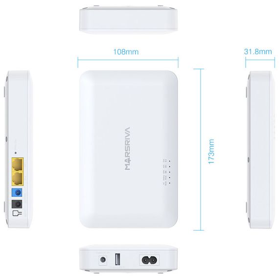 ДБЖ Marsriva DC UPS для роутерів KP6 240VAC 3xDC+PoE24V1A+USB OUT, 2x5V/9V/12V2.5A 18W 10000mAh | Зображення 1