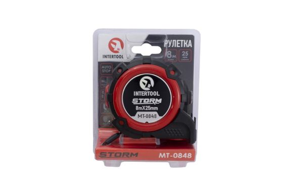 Рулетка Intertool - 8 м x 25 мм Storm магнтит автостоп (MT-0848) | Зображення 2