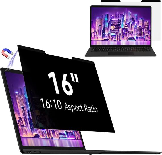Магнітний захисний екран для ноутбука 16” 16:10, знімна плівка для конфіденційності з захистом від синього світла, антиблікова