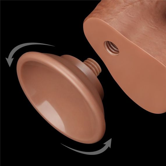 Фалоімітатор з мошонкою 7'' SLIDING SKIN DUAL LAYER DONG BROWN Sex Aura | Зображення 5